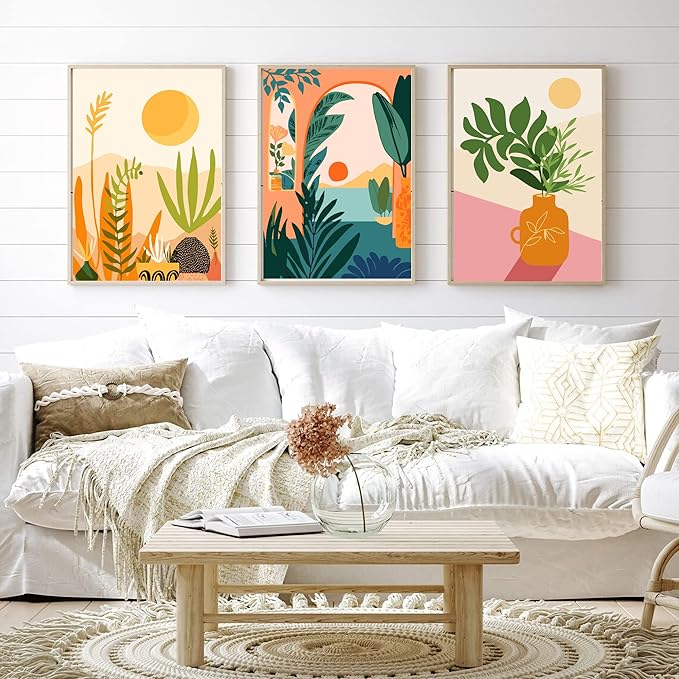 cupmod 6 Packs Paint by Number Kits for Adults Beginners,Easy Acrylic Boho Number,DIY Watercolor Numbers on Canvas Without Frame Home Wall Decor 7.8x11.8inch (MT11183-MT11188)