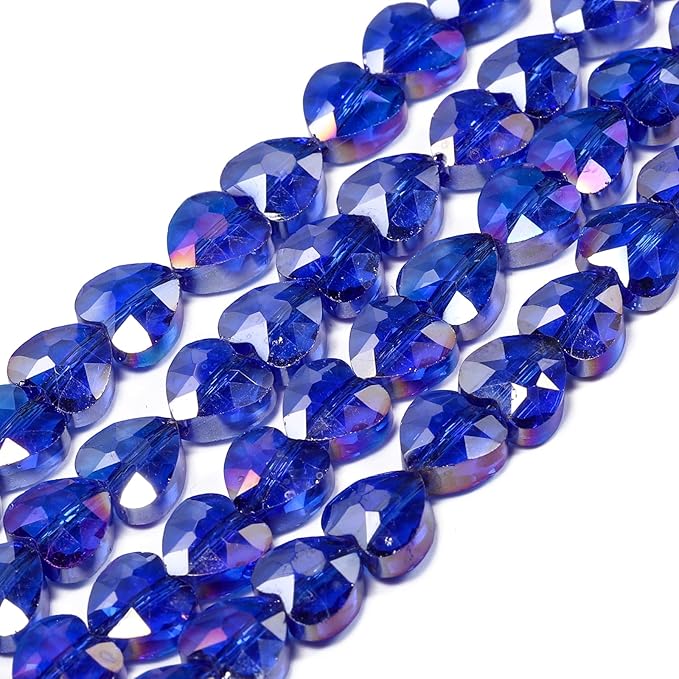 70pcs 8mm AB Dark Purple Faceted Heart Beads for Jewelry Making Crystal Glass Beads for Bracelets Necklace Crafts, Friendship Bracelet Kit, Love Gifts