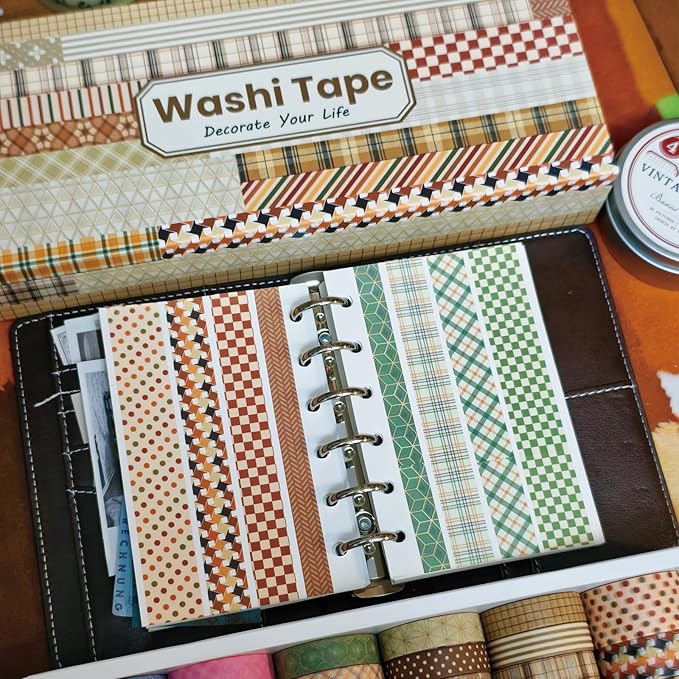 Washi Tape, 42 Rolls Aesthetic Colored Decorative Cute Scrapbook Tape for Scrapbooking Supplies Journaling Craft Junk Journal
