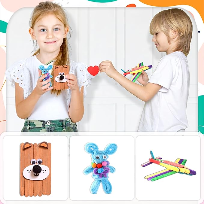 LINAYE 3000PCS Arts and Crafts Supplies Kit for Kids, All in One DIY Craft Box Kits, Craft Supplies Set Include Pompoms, Pipe Cleaners for Kids Ages 4-6 6-8 Birthday Gifts for Boys Girls