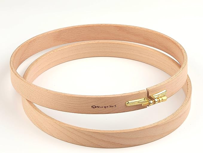 nurge premium quality 24 mm wood embroidery hoop, cross stitch hoop with gold plated adjustable brass screw (no:5)