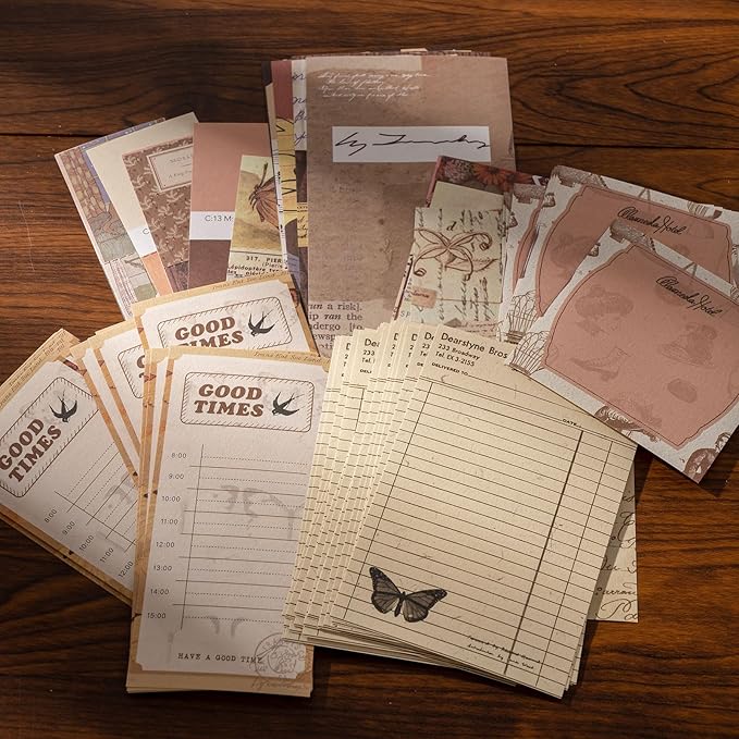 joychoic vintage junk journal supplies kit, brown scrapbook supplies, scrapbooking and journaling materials, large collection for women, stationery diy arts craft, adults