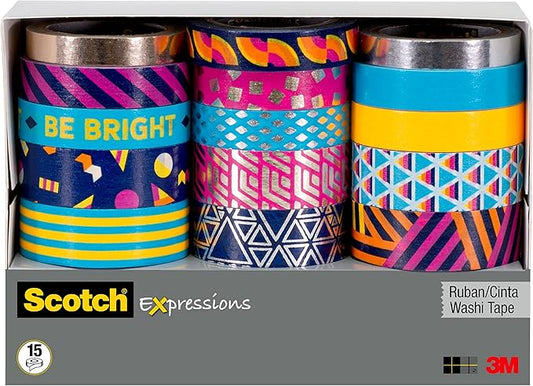 Scotch Expressions Washi Tape Multi Pack, Thin Foil Collection (C1017-5-P1)