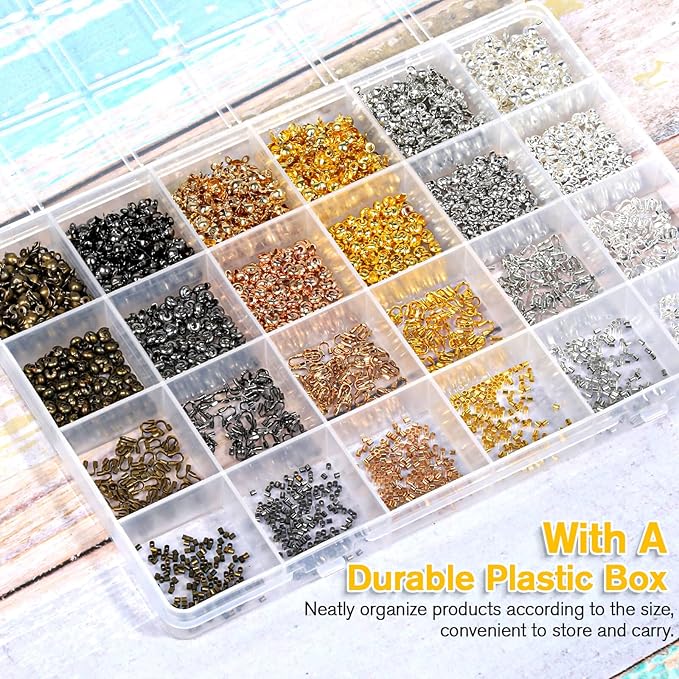 Acejoz 2220 Pieces Crimp Beads for Jewelry Making, Knot Covers, Crimp Bead Covers, Crimp Tubes and Wire Guardians with Crimping Pliers for DIY Jewelry Bracelets Necklaces Making