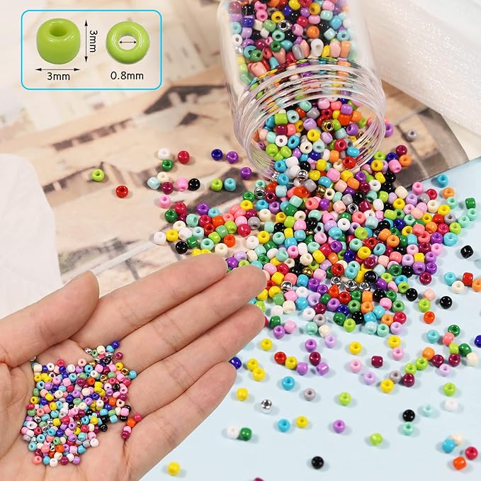 Bala&Fillic Size 3mm Seed Beads About 8400pcs in Box, 8/0 Glass Seed Beads for Making Bracelet Necklace Earring Jewelry (About 350pcs/Color, 24 Colors)