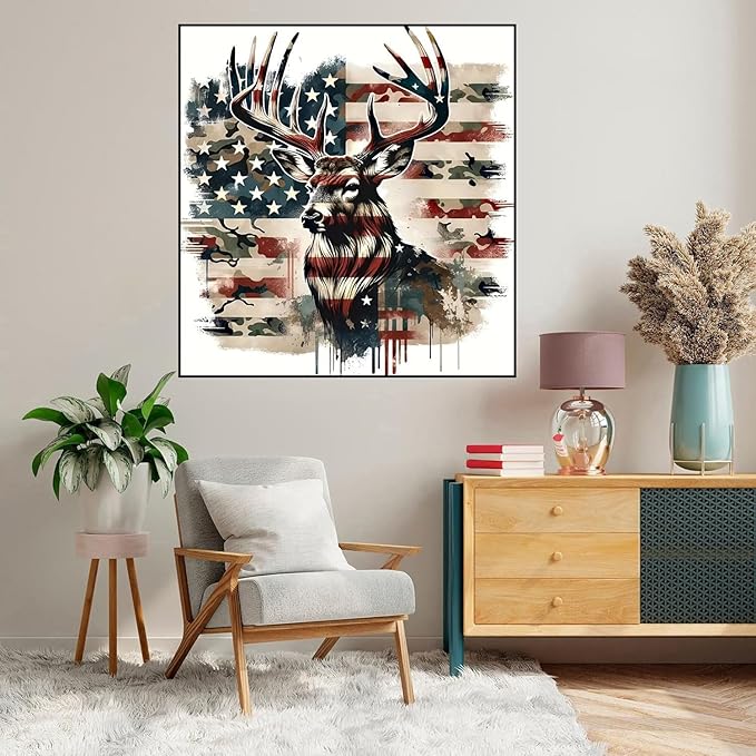 Axquilon Patriotic Paint by Numbers Kit for Adults Beginner- 4th of July Adult Paint by Number Kits on Canvas, Easy Adults' Paint-by-Number Kits Oil Painting for Gift Home Wall Decor 16x16in