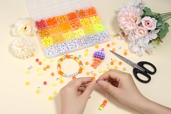 Yellow Pony Beads 18 Colors Pony Beads for Bracelet Making Friendship Bracelet Making Kit DIY Craft Kandi Kit 720Pcs