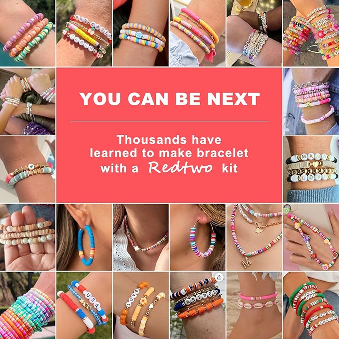 Redtwo 23000Pcs Clay Beads Friendship Bracelet Making Kit, 7 Boxes 144 Colors Flat Polymer Heishi Beads Set for Friendship Jewelry Making Kit with Pendant Charms, Crafts Gifts for Girls Ages 6-12 Kids
