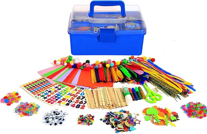 YITOHOP Arts and Crafts Supplies for Kids -1000+ pcs Art Craft kit in Carrying Travel Box for Toddlers Ages 4+ DIY Crafting School Kindergarten Project Activity- Ideal Holiday Gifts