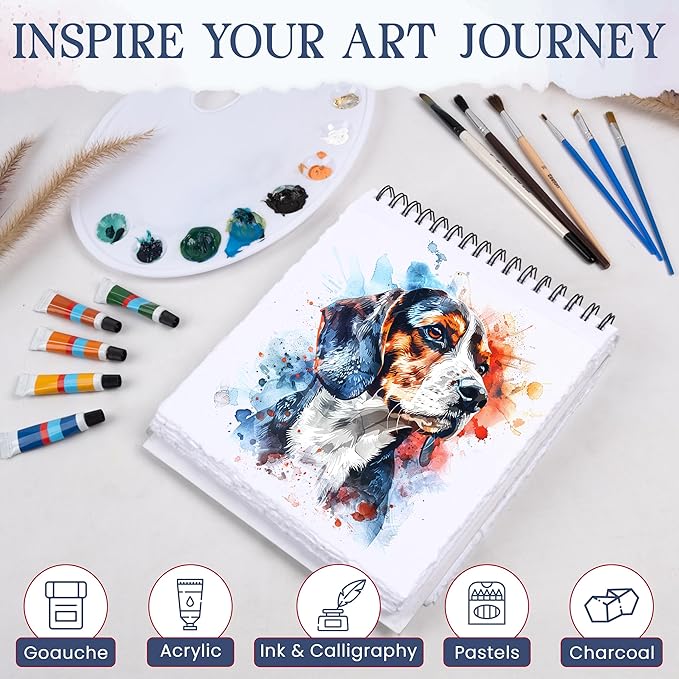 Wanderings Tear Out Watercolor Journal - 8"x8" - Premium Art Journal with Handmade Deckle Edge Paper Featuring 350 GSM Cold Press Paper for Scrapbook, Watercolor Album, Sketchbook, Drawing Pad