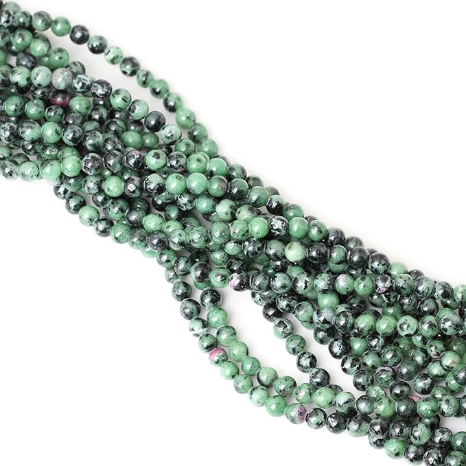60PCS 6mm Natural Ruby Zoisite Jasper Gemstone Round Loose Beads for Jewelry Making 1 Strand 15"