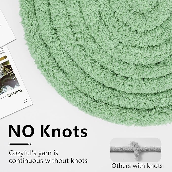 Chunky Yarn for Hand Knitting - #10 Chunky Chenille Yarn, Jumbo Big Thick Chunky Yarns for Crocheting, Super Bulky Chunky Knit Blanket Yarns, 8 Skein (25 yds 8 oz Each Skein), Soft Sage Green