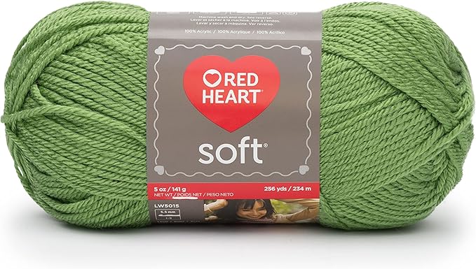 Red Heart Soft Guacamole Yarn - 3 Pack of 141g/5oz - Acrylic - 4 Medium (Worsted) - 256 Yards - Knitting/Crochet