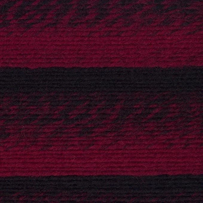 Lion Brand Yarn (1 Skein) Scarfie Bulky Yarn, Cranberry/Black