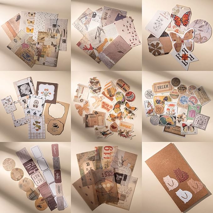 YagCu Aesthetic Journaling Supplies Kit, Bullet Journals Set Junk Journal, Vintage Scrapbooking Stationary, Arts Craft Scrapbook kit, Large Collection for Women Adults Beginners