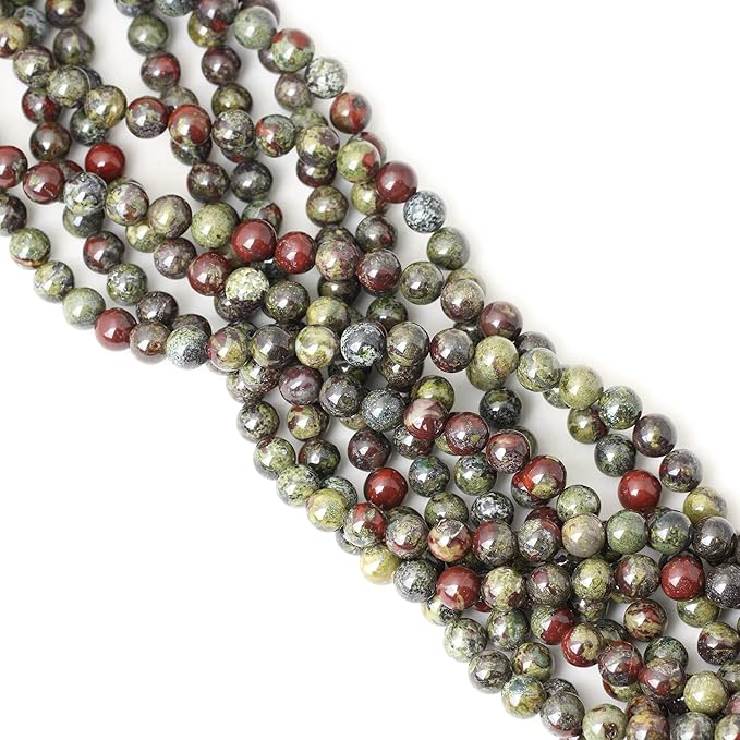 cheavian 45pcs 8mm natural dragon blood jasper gemstone round loose beads for jewelry making 1 strand 15"