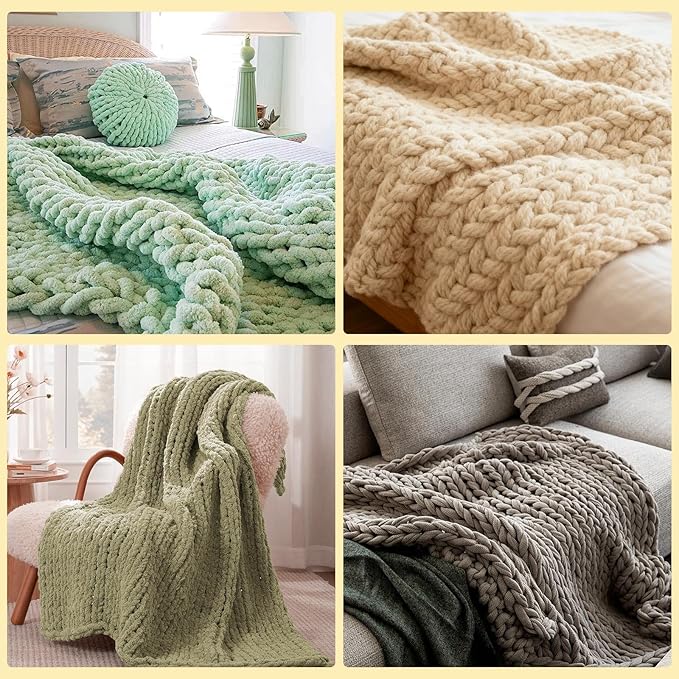 chunky blanket loom knitting looms and boards, adjustable size wooden loom for blanket, no needles required hand knitting kit for diy yarn craft, home decor, stress relief, beginner friendly (76 in)