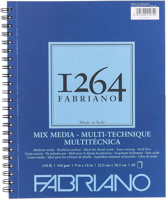 Fabriano 1264 Mixed Media Pad, 9" x 12", 110 lb.