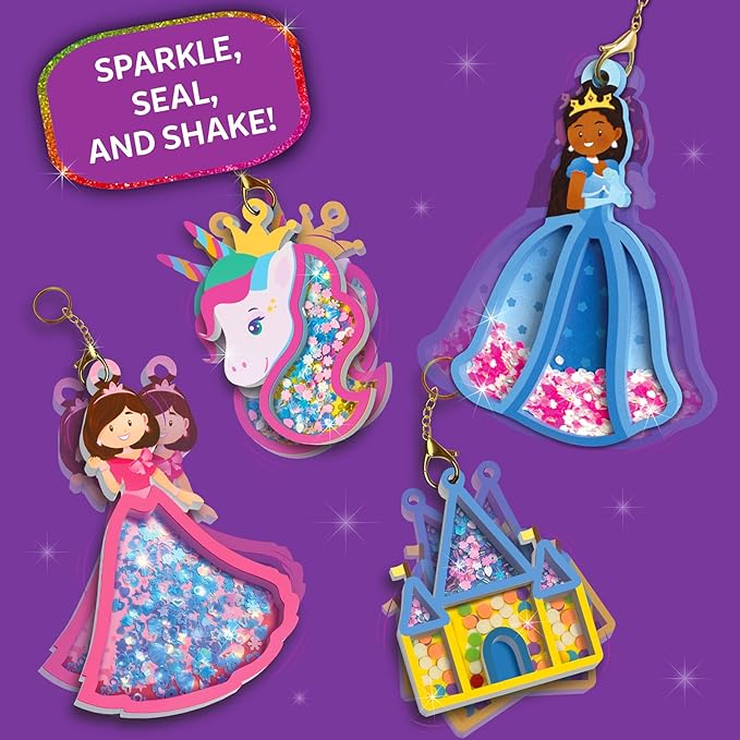 Skillmatics Art & Craft Activity - Shake-its, Unicorns & Princesses, DIY Glitter Craft Kit with Keychains, Creative Travel Toys, Fun Party Favors, Birthday Gifts for Girls & Boys Ages 4, 5, 6, 7, 8, 9
