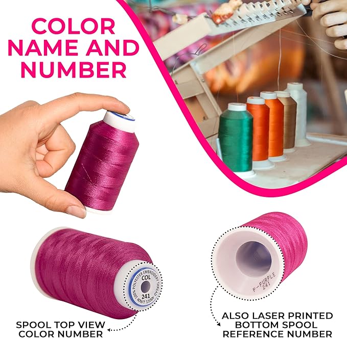 80 Spools Embroidery Sewing Machine Polyester Thread 120D/2 40weight Each Spool 500M(550) Compatible with Janome, Brother Babylock Singer Pfaff Husqvarna Bernina Machine