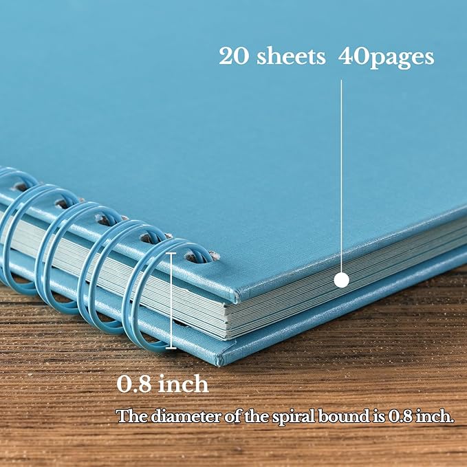 potricher 7 x 7 Inch DIY Scrapbook Album 40 Pages Hardcover Kraft Paper Scrap Book Photo Albums Memory Book for Wedding and Anniversary Family (Blue, 7 Inch)