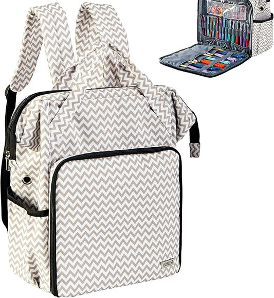HOMEST Crochet Bag Organizer, Large Capacity Yarn Storage, Knitting Bag for Carrying Projects, Crocheting Hooks, Suppliers, Needles and Accessories, Ripple