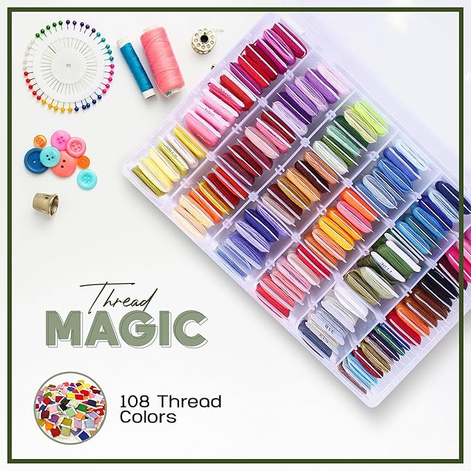 Embroidery Floss Kit and Refills - Cotton Threads - DMC Color Coding for Cross Stitch, String Crafts, Friendship Bracelets