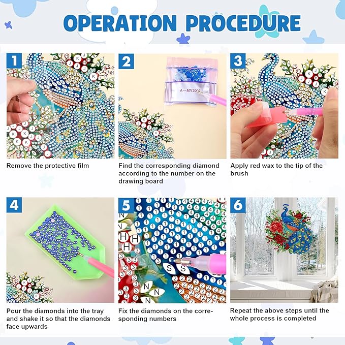 MAXBYE Diamond Art Painting Kits Hanging Peacock Pendant, DIY 5D Special Shaped Animal Gem Art Craft Diamond Dots for Adults and Home Window Door Decor