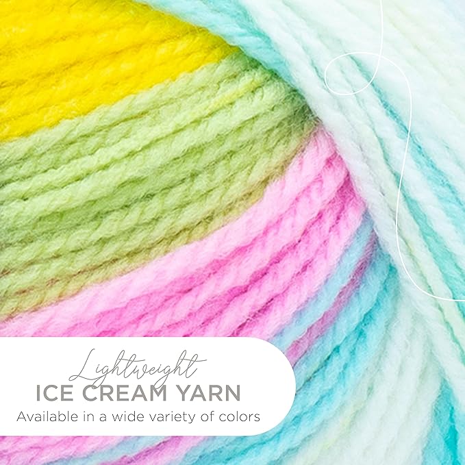 Lion Brand Yarn, Ice Cream Baby Yarn for Knitting, Crochet, and Crafts, Bunny Tracks, 1 Pack, DK Weight Colorful Acrylic Fiber for Baby Blankets, Hats, and Sweaters