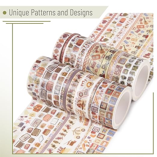 Mr. Pen- Washi Tape Set, 21 Rolls, Assorted Sizes, Nostalgic Theme, Washi Tape for Journaling