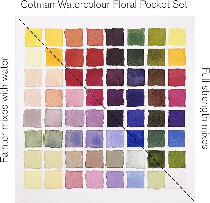 Winsor & Newton Cotman Watercolor Paint Set, 8 Half Pan, Sky Colors w/ Brush