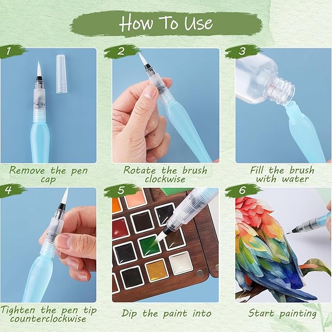 Mini Watercolor Travel Set, 15 Grid Wooden Palette Travel Watercolor Kit with Clip, Foldable Cup, Brushes, Bag, 12 Colors, 2 Sketchbooks & Spray Bottle – Gift for Painters, Art Lovers & Beginners