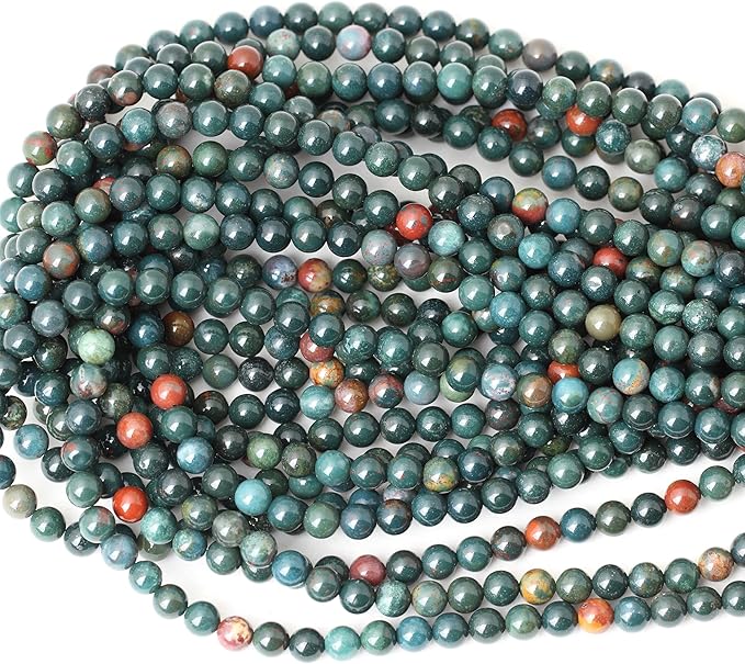 cheavian 60pcs 6mm natural indian bloodstone round loose beads for jewelry making diy bracelet necklace materials 1 strand 15"