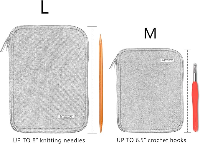 Damero Crochet Hook Case, Organizer Zipper Bag with Web Pockets for Various Crochet Needles and Knitting Accessories, Well Made and Easy to Carry, Medium, Blue Violet (No Accessories Included)