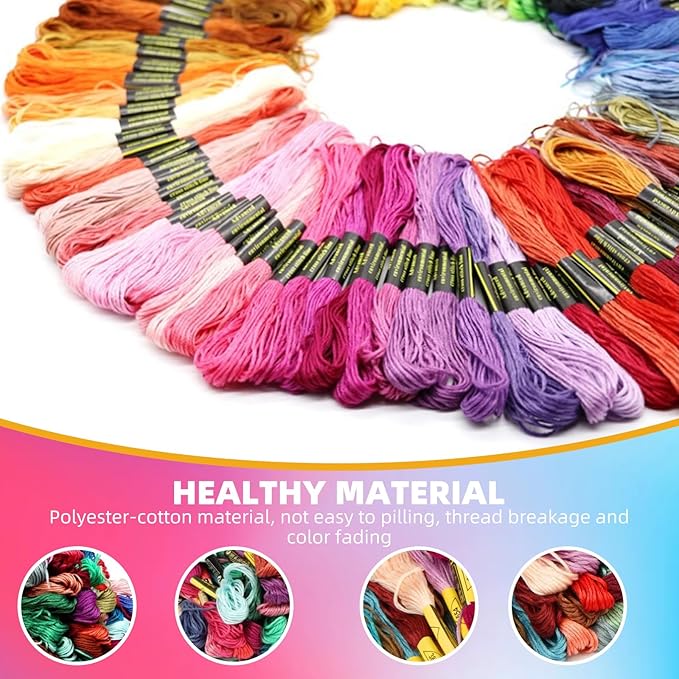 100 colour embroidery thread, 6 strand hand embroidery supplies rainbow embroidery floss, cross stitch thread for bracelet, diy crafts, sewing, embroidery supplies