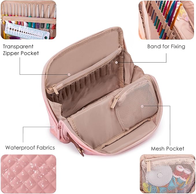 82Pcs Crochet Hook Set with Storage Case - Stand Up Crochet Hook Case with 20 Size Crochet Hooks & needles, Crochet Accessories - Crochet Needles Set for Crochet Lovers, Crochet Kit for Beginners