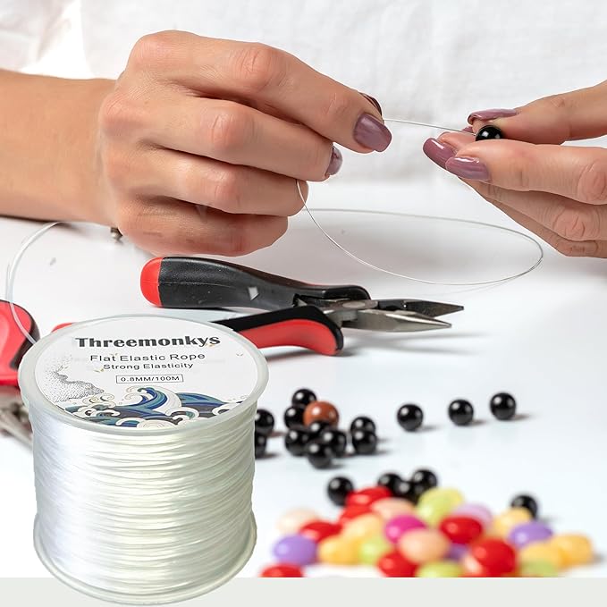 Flat Elastic Line 0.8 mm Elastic Bracelet Rope Bead Rope for String Jewelry Production and Bracelet Production (100 m)