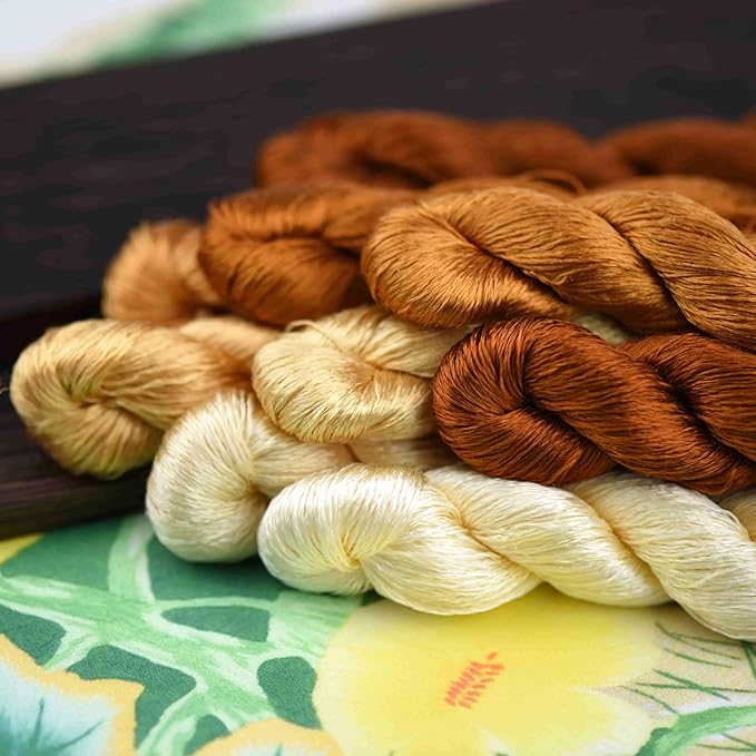 Natural 100% Silk Thread, Handmade Embroidery Thread Silk Floss 9 Colors 110m Each (58)