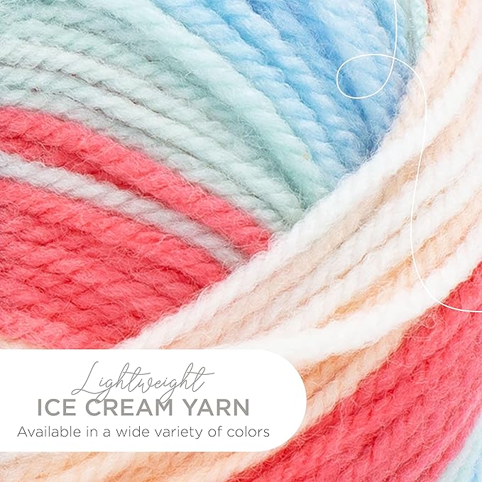 Lion Brand Yarn, Ice Cream Baby Yarn for Knitting, Crochet, and Crafts, Twinberry Cheesecake, 1 Pack, DK Weight Colorful Acrylic Fiber for Baby Blankets, Hats, and Sweaters