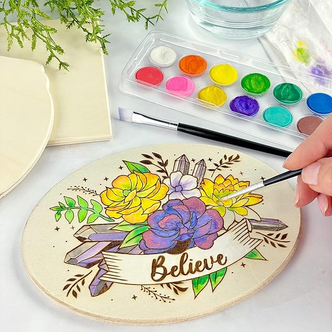 ArtSkills Wood Burning Kit for Beginners, Deluxe Pyrography Wood Engraving Art Set with Burner Pen, Stencils, Watercolor Paints, DIY Tools for Adults and Kids, 48 Pieces