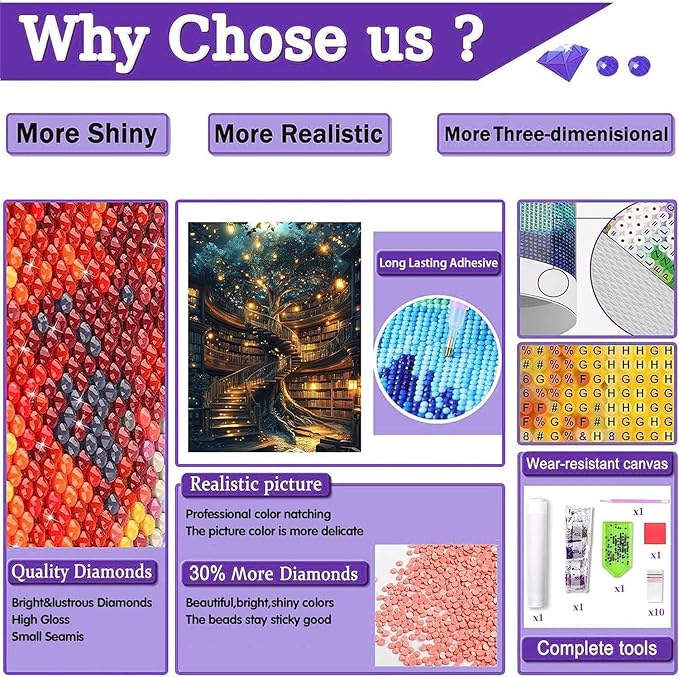 Gemozaic Diamond Art Kits for Adults- Tree of Life Diamond Painting Kits for Adults, Book Gem Art for Gift Home Wall Decor 12x16 Inch