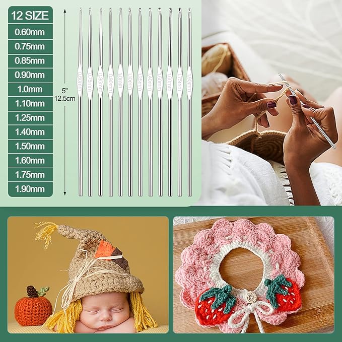 aeelike crochet kits for beginners with yarn, learn to crochet set included crochet hooks supplies diy tools,crocheting kit for adults kids with portable green leaves bag