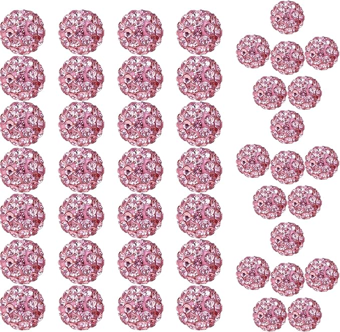 Valentine's Rhinestone Beads for Baseball Necklace-Valentine Day Round Disco Ball Beads Rhinestone Clay Bead for Earring Jewelry Making,Necklace Bracelet,DIY Craft Supplies(200 pcs Soft Pink)