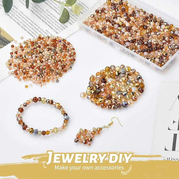 Faceted Rondelle Glass Beads for Jewelry Making AB Color 1000pcs Crystal Spacer Beads,Assorted Jewelry Beads for Bracelets Necklaces Accessories