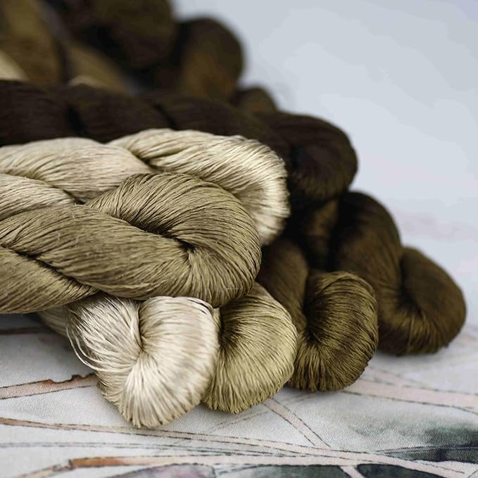 Natural 100% Silk Thread, Handmade Embroidery Thread Silk Floss 7 Colors 110m Each (57)