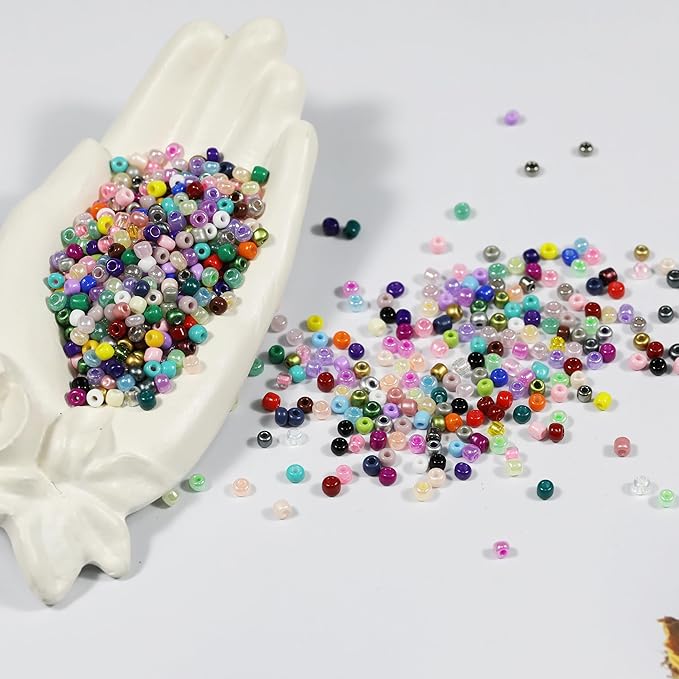 Size 3mm Seed Beads About 14400pcs 48 Colors 8/0 Glass Craft Beads for Making Jewelry Bracelet
