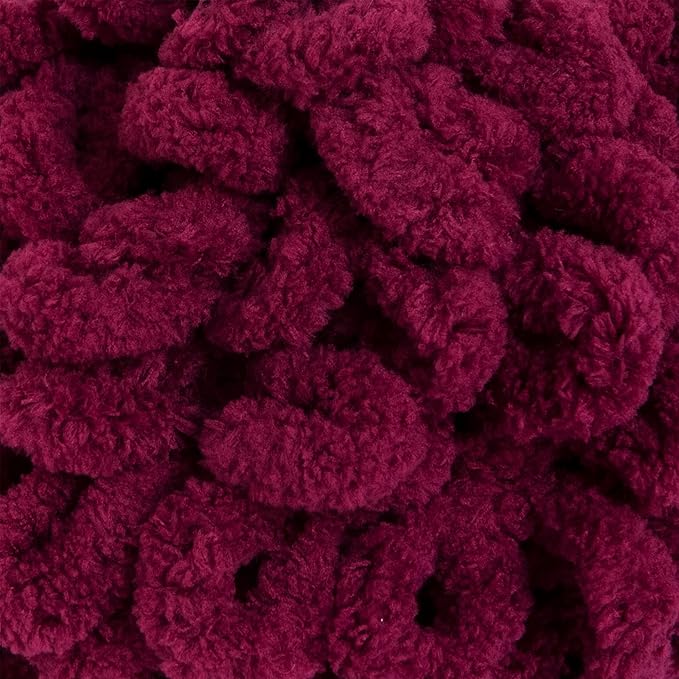 Bernat Alize Blanket-EZ Super Soft Looped Yarn for Beginners, Hand Knitting- No Needles or Hooks Needed, Burgundy 2 Pack