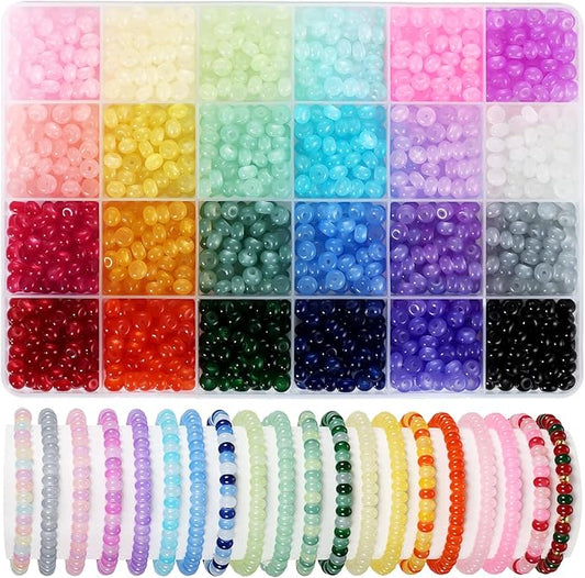 1440pcs Rondelle Beads for Jewelry Making, 3x6mm Abacus Glass Spacer Beads for Bracelet, 24 Colors Gemstone Crystal Stones Bead for Necklace DIY Crafts Jewelry Making