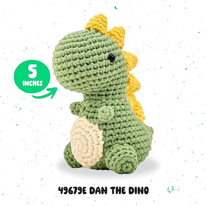 Bucilla Complete Crochet Kit, Dan The Dino, 5"
