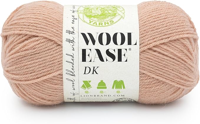 Lion Brand Yarn, Acrylic Wool Blend Wool-Ease DK Yarn for Knitting, Crocheting, and Crafts, Peach, 1 Pack